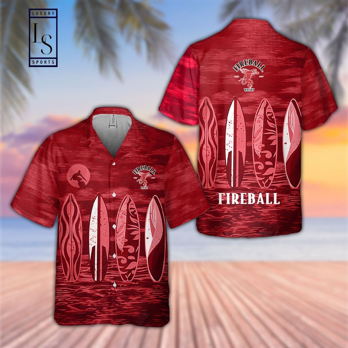 Fireball Red Hawaiian Shirt