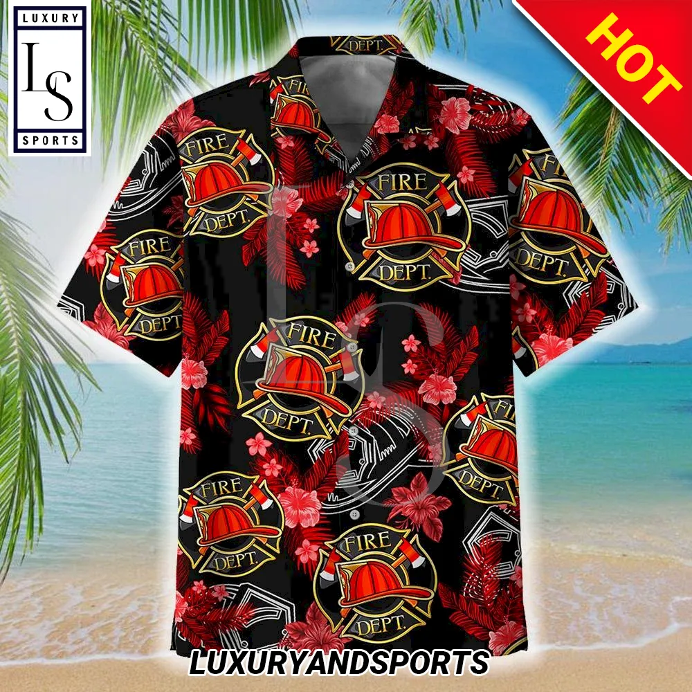 Firefighter Tropical Hawaiian Shirt