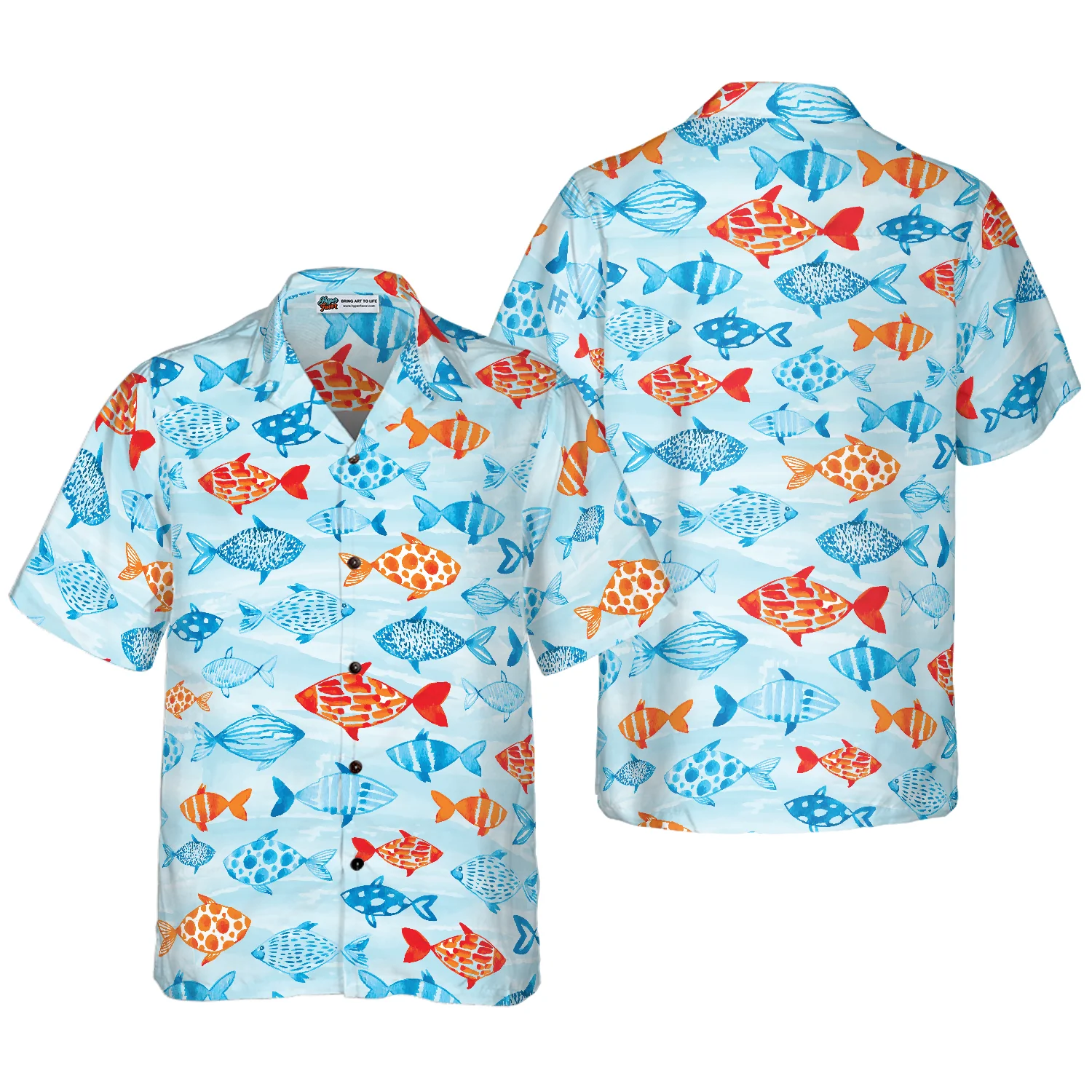 Fish Water Color Pattern v4 Hawaiian Shirt Aloha Shirt For Men and Women