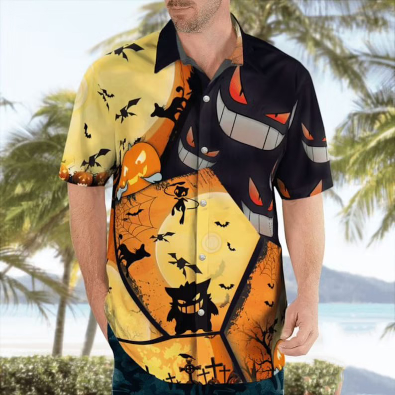 Gengar Pokemon Halloween Hawaiian Shirt 030921 - HomeFavo