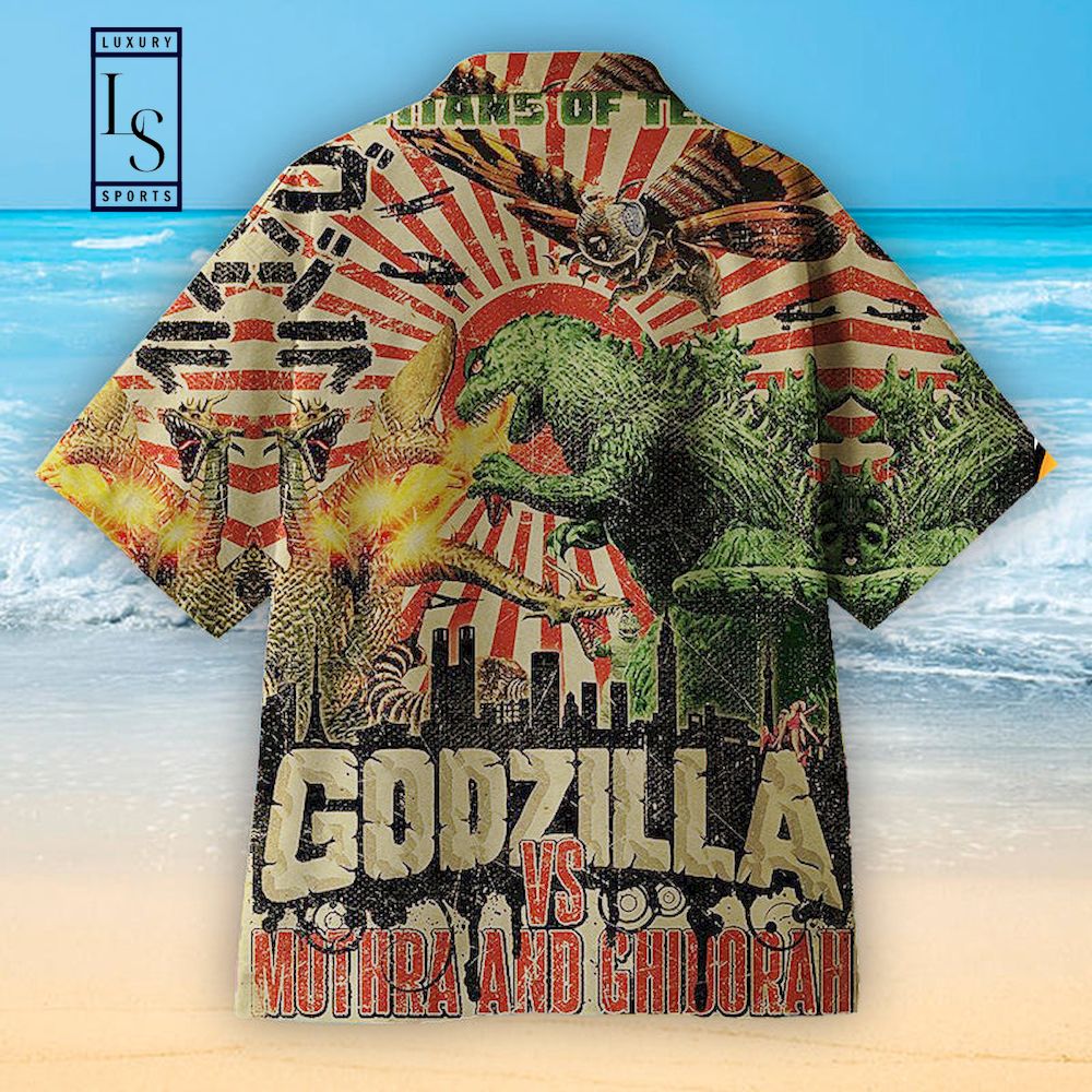 Godzilla vs Mothra and Ghidorah 3D Hawaiian Shirt - HomeFavo