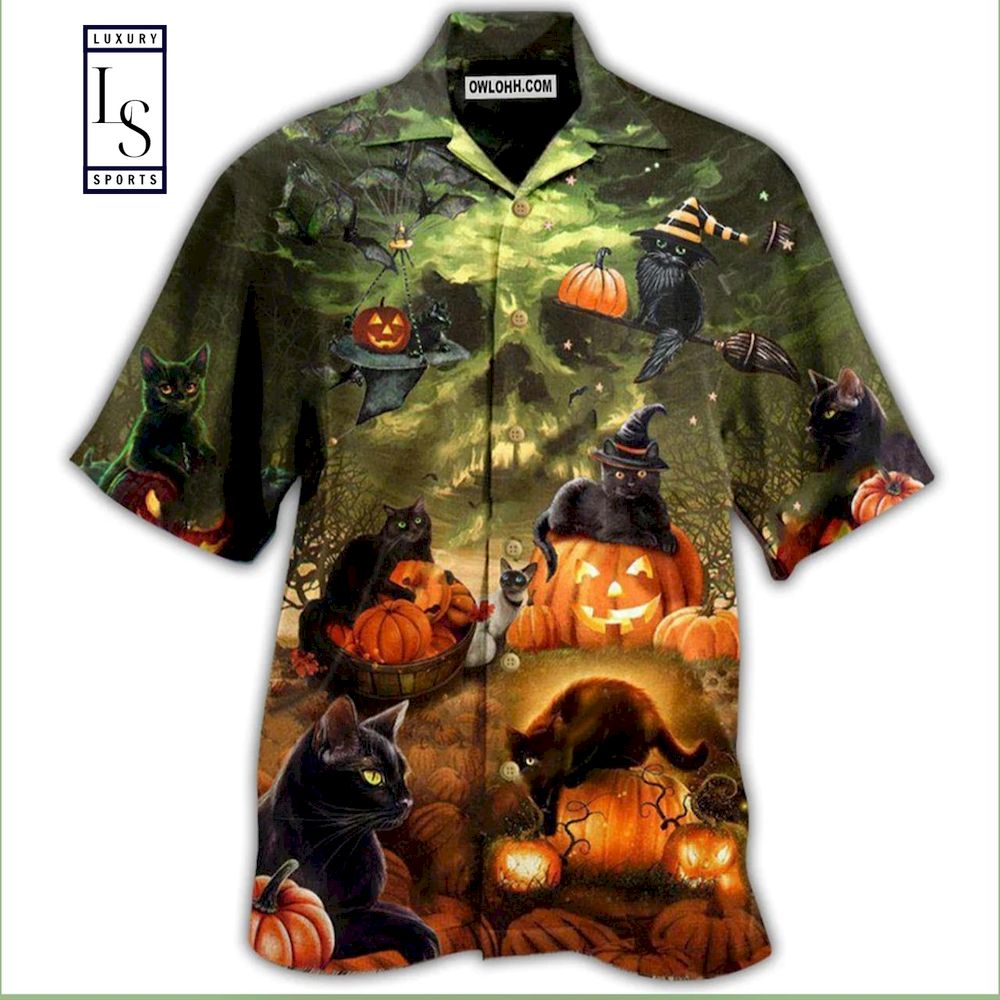 Halloween Black Cat May Luck Be Yours On Halloween Hawaiian Shirt