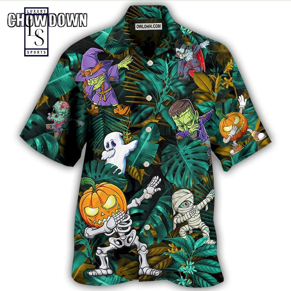 Halloween Hawaiian Shirt Dabbing Skeleton Zombie Style