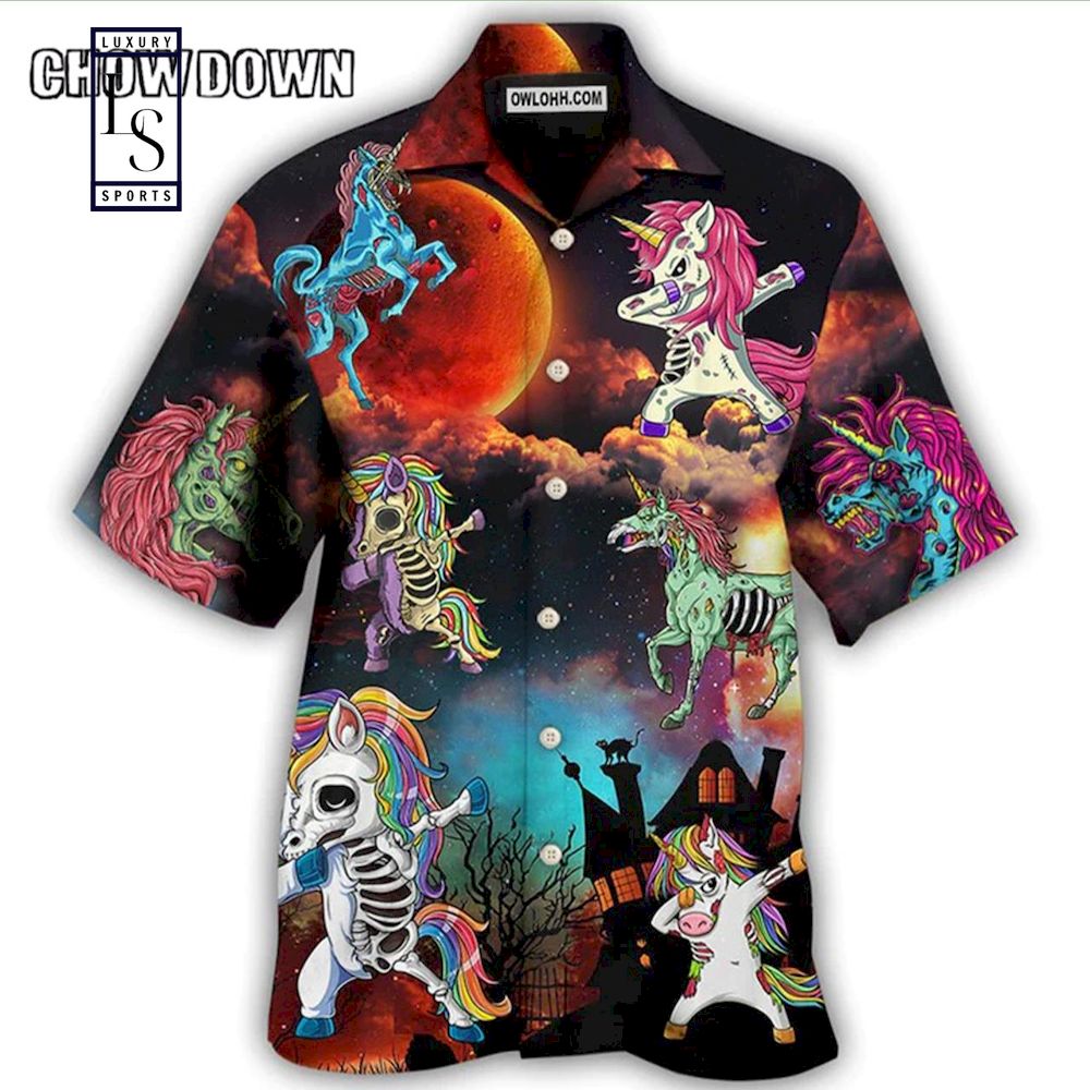 Halloween Zombie Unicorn Dabbing Halloween Hawaiian Shirt