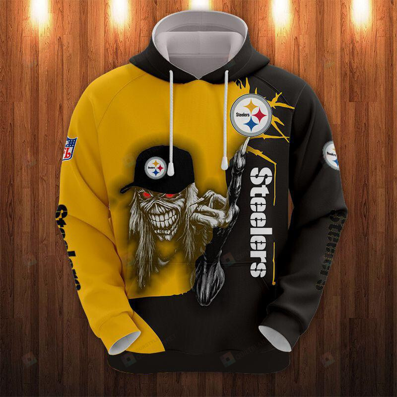 Iron Maiden Pittsburgh Steelers 3D Pullover Hoodie, Zipup Hoodie