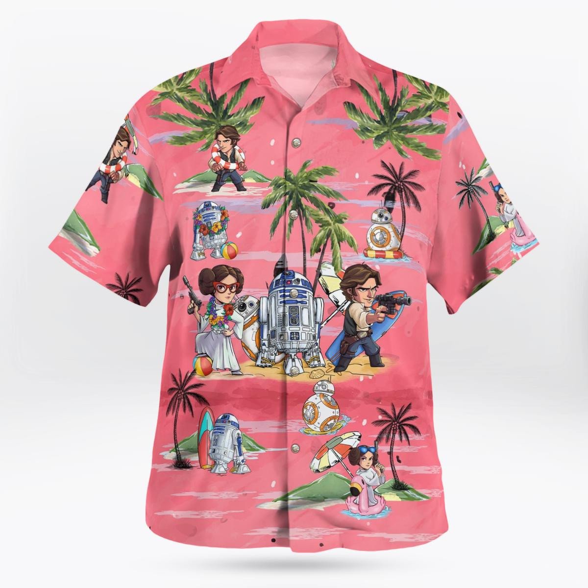 Leia Solo Bb8 R2-D2 Summer Time- Hawaiian Shirt - Pink