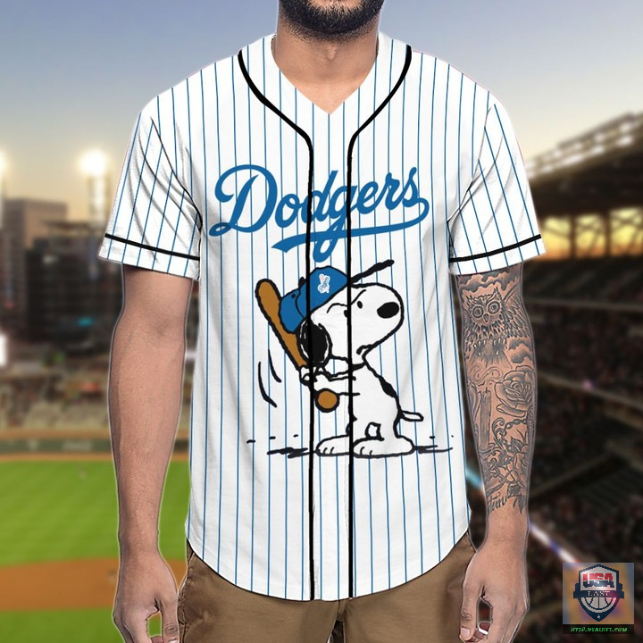 Los Angeles Dodgers Snoopy Name Personalized Baseball Jersey Shirt ...