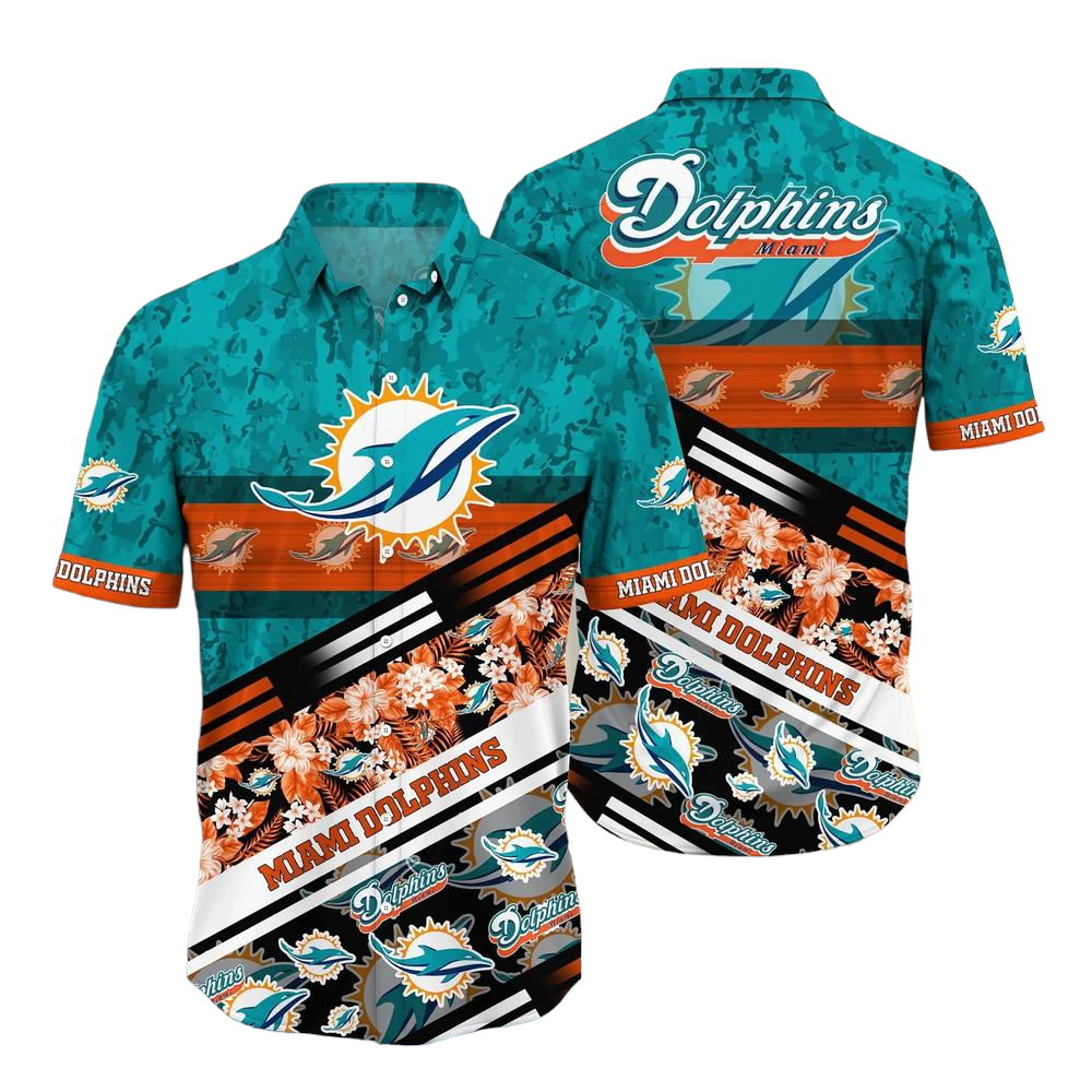 Miami Dolphins NFL Hawaiian Shirt Graphic Tropical Pattern 3D Printed ...