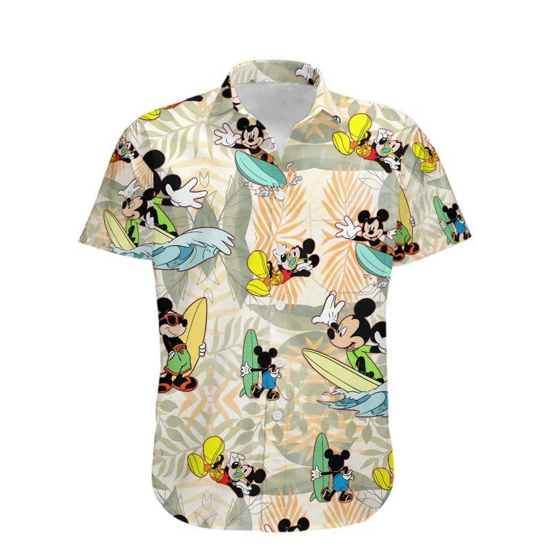 Mickey Mouse Surfing Disney Graphics All Print 3D Hawaiian Shirt - HomeFavo
