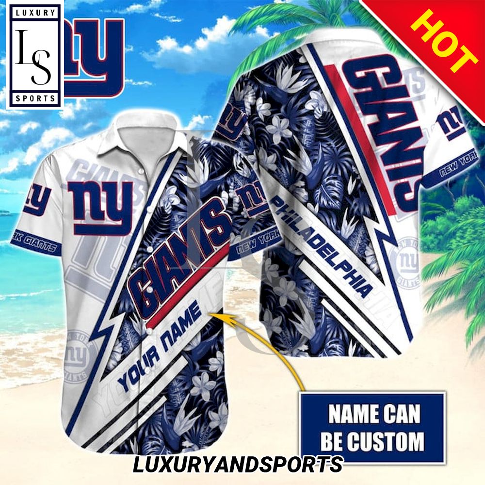 New York Giants Aloha Custom Name Hawaiian Shirt