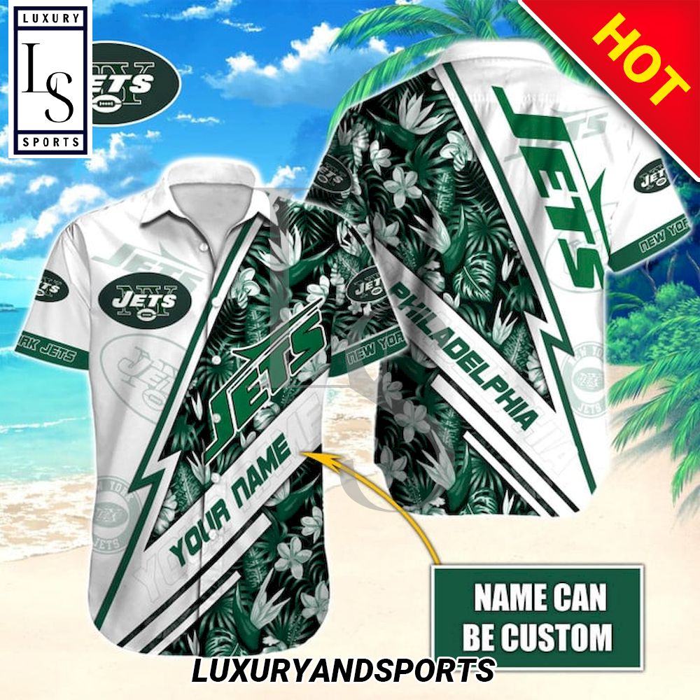 New York Jets Aloha Custom Name Hawaiian Shirt