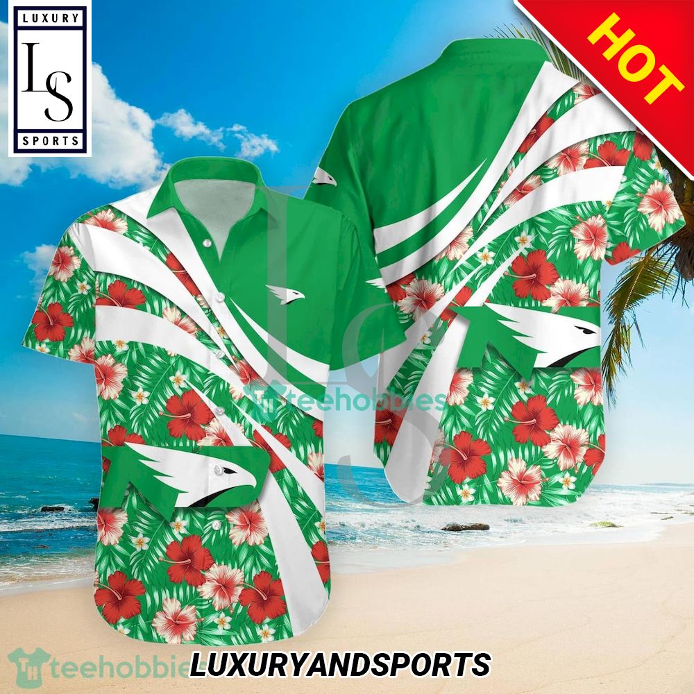 North Dakota Fighting Hawks NCAA Hibiscus Tropical Flower Hawaiian Shirt