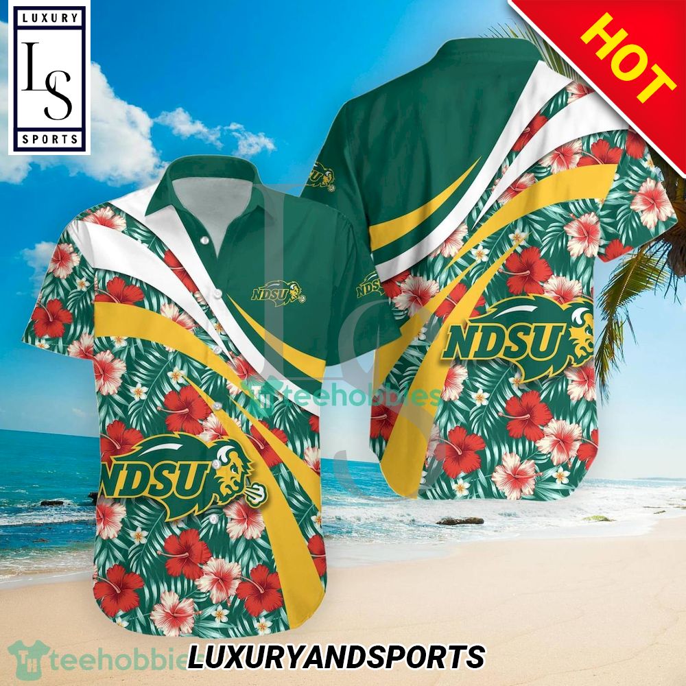 North Dakota State Bison NCAA Hibiscus Tropical Flower Hawaiian Shirt