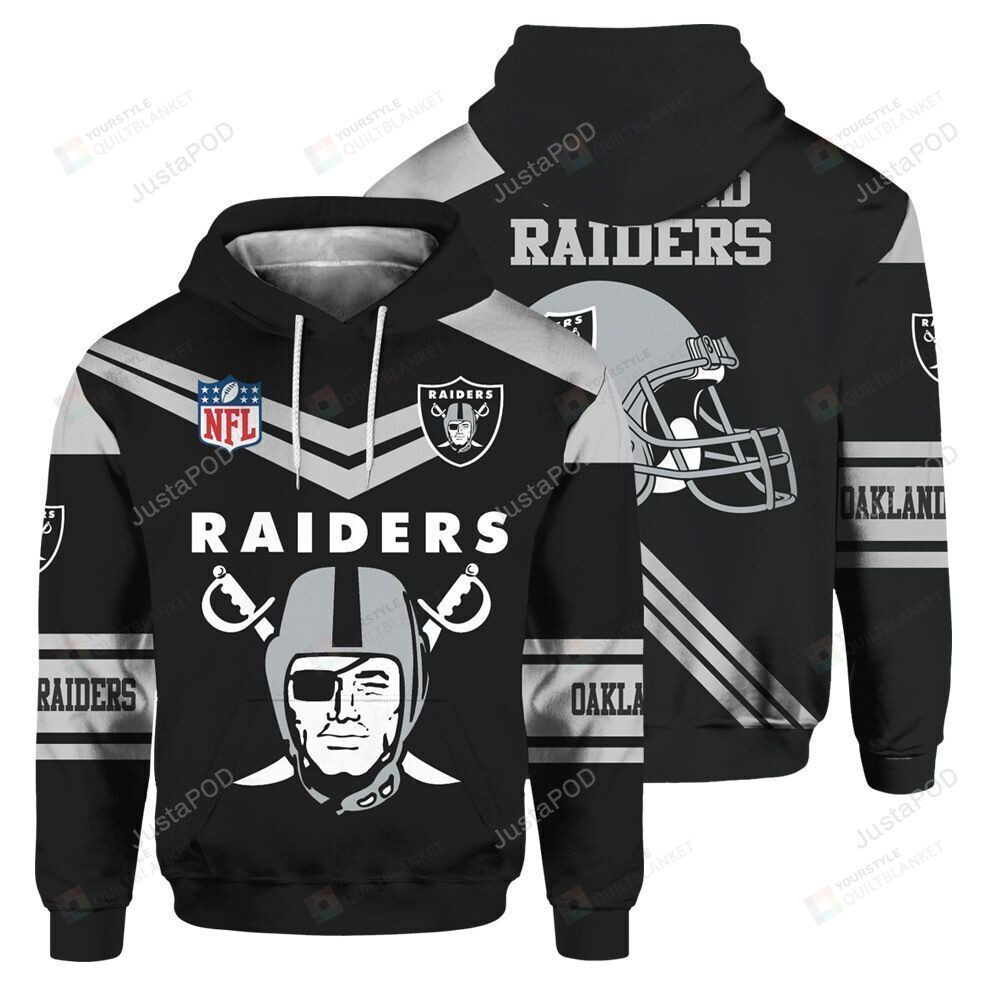 Official Oakland Raiders Nfl 3d Pullover Hoodie Zip Up Hoodie Homefavo 2686