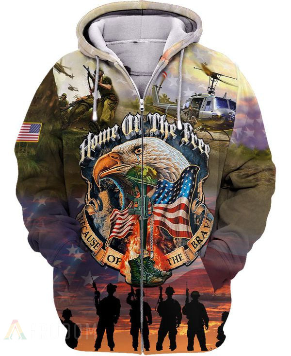 Patriotic Military Veteran Zip Hoodie - HomeFavo