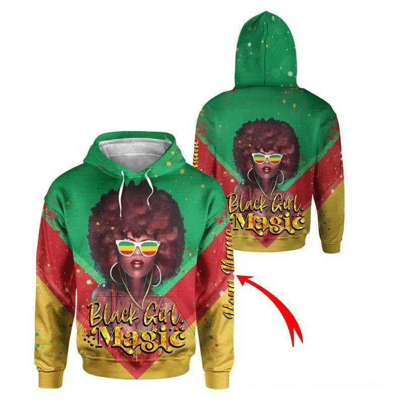 Personalized Black Girl Magic With Glasses 3D Pullover Hoodie Zip-up Hoodie