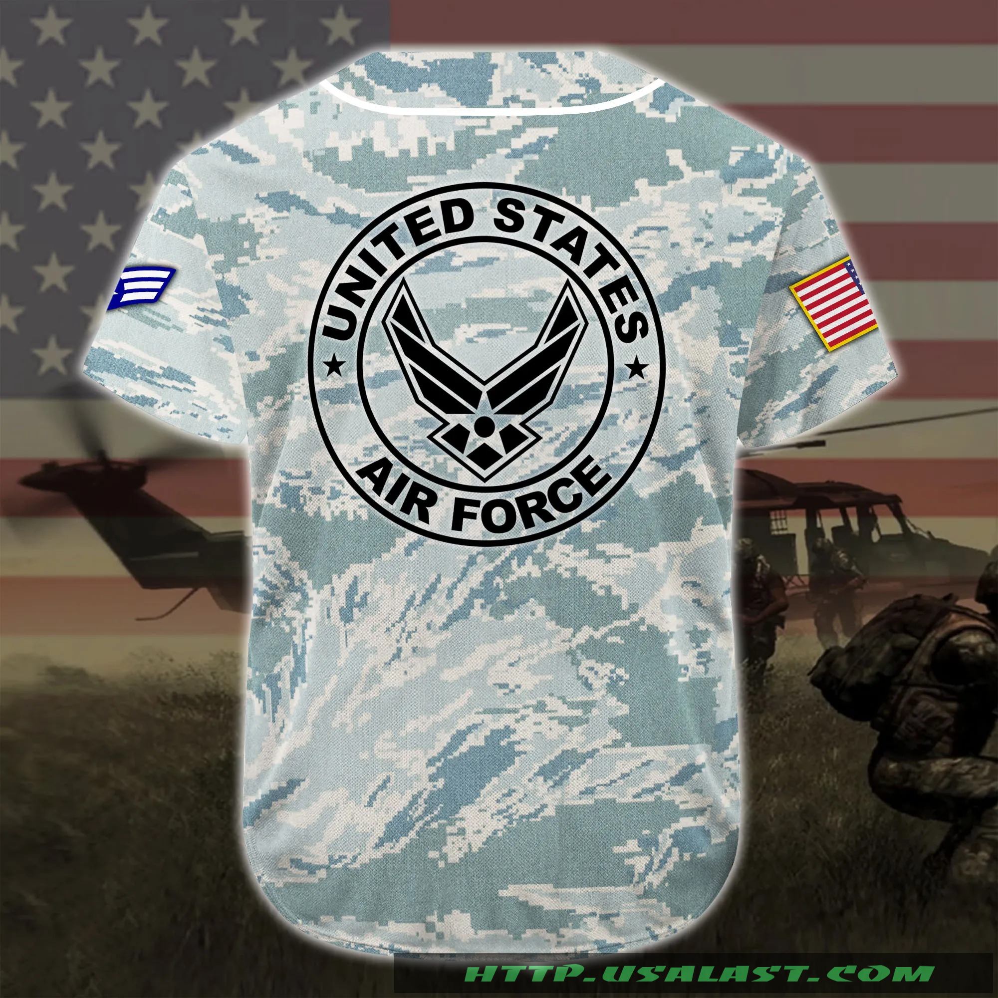 Personalized US Air Force Camouflage Baseball Shirt - HomeFavo
