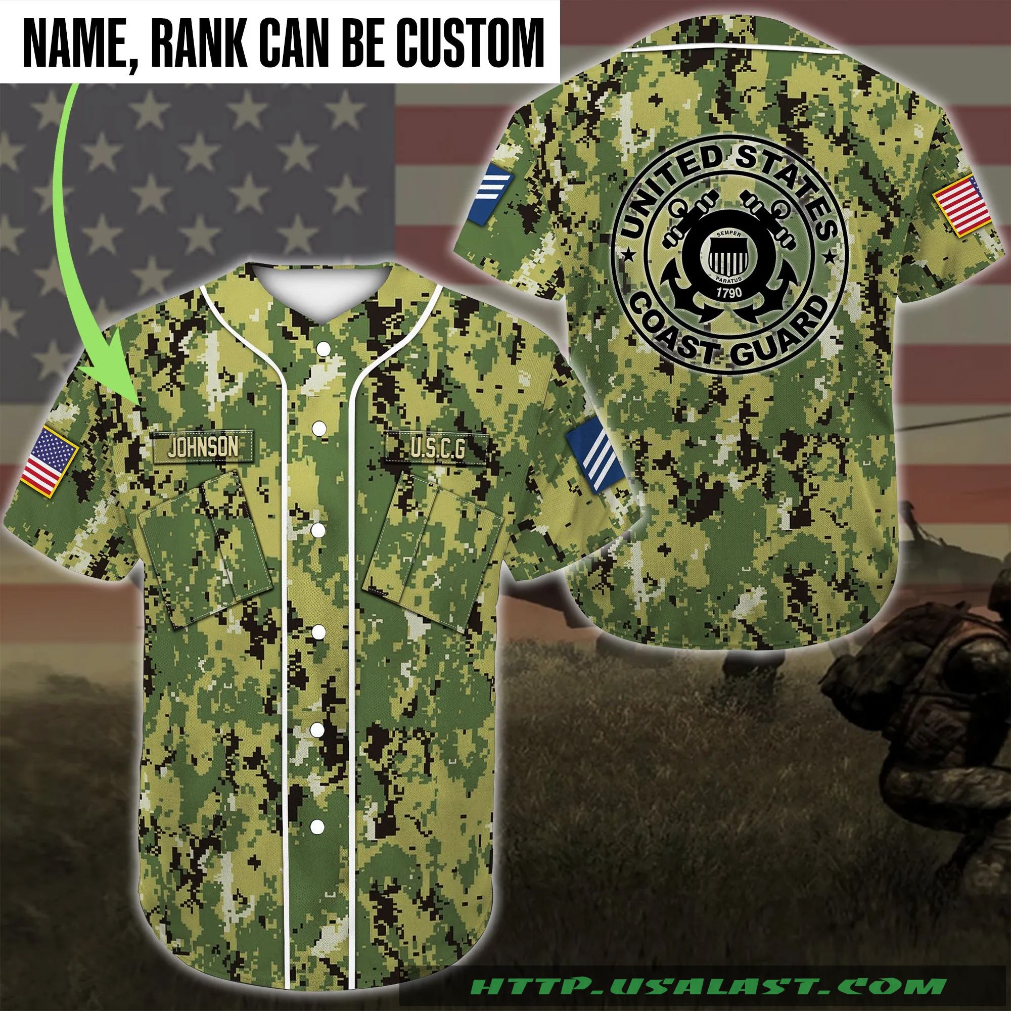 Personalized US Coast Guard Camouflage Baseball Shirt - HomeFavo