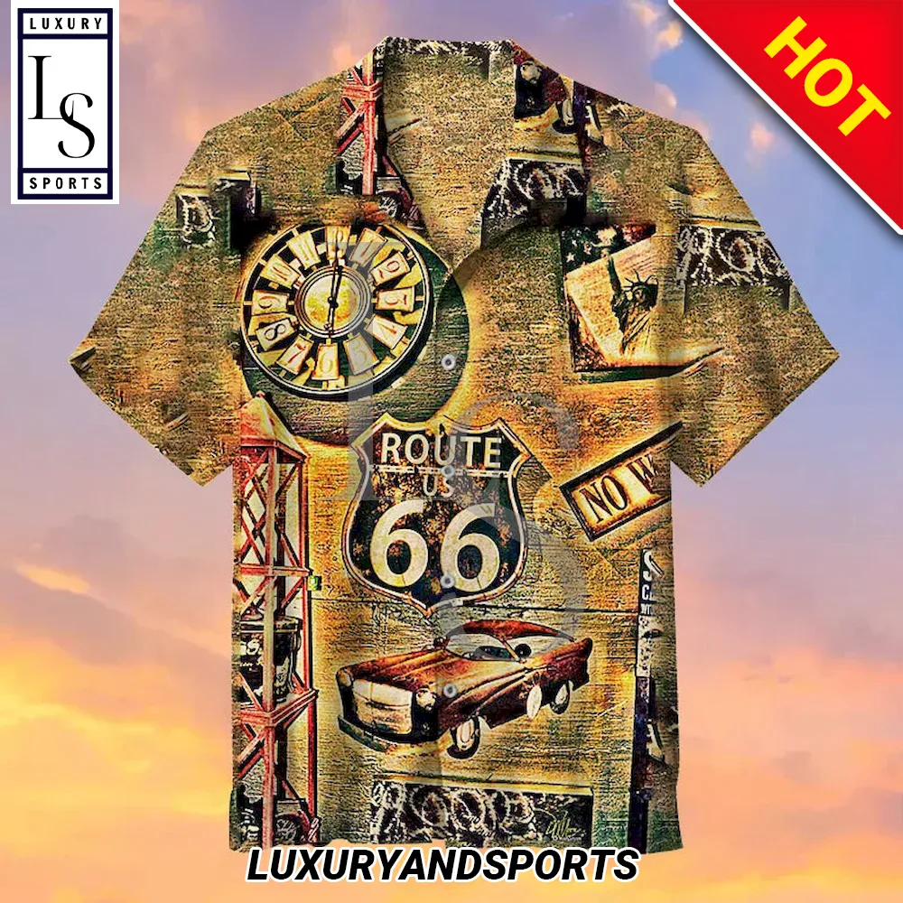 Retro Route 66 Hawaiian Shirt - HomeFavo