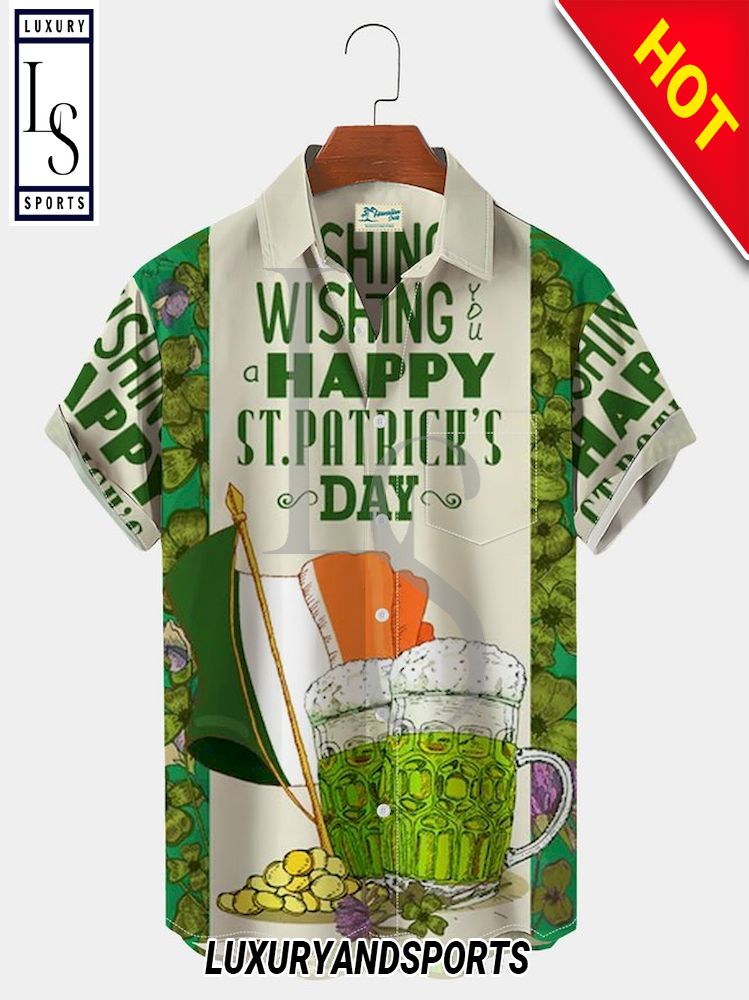 Royaura Saint Patrick Shamrock Beer Hawaiian Shirt