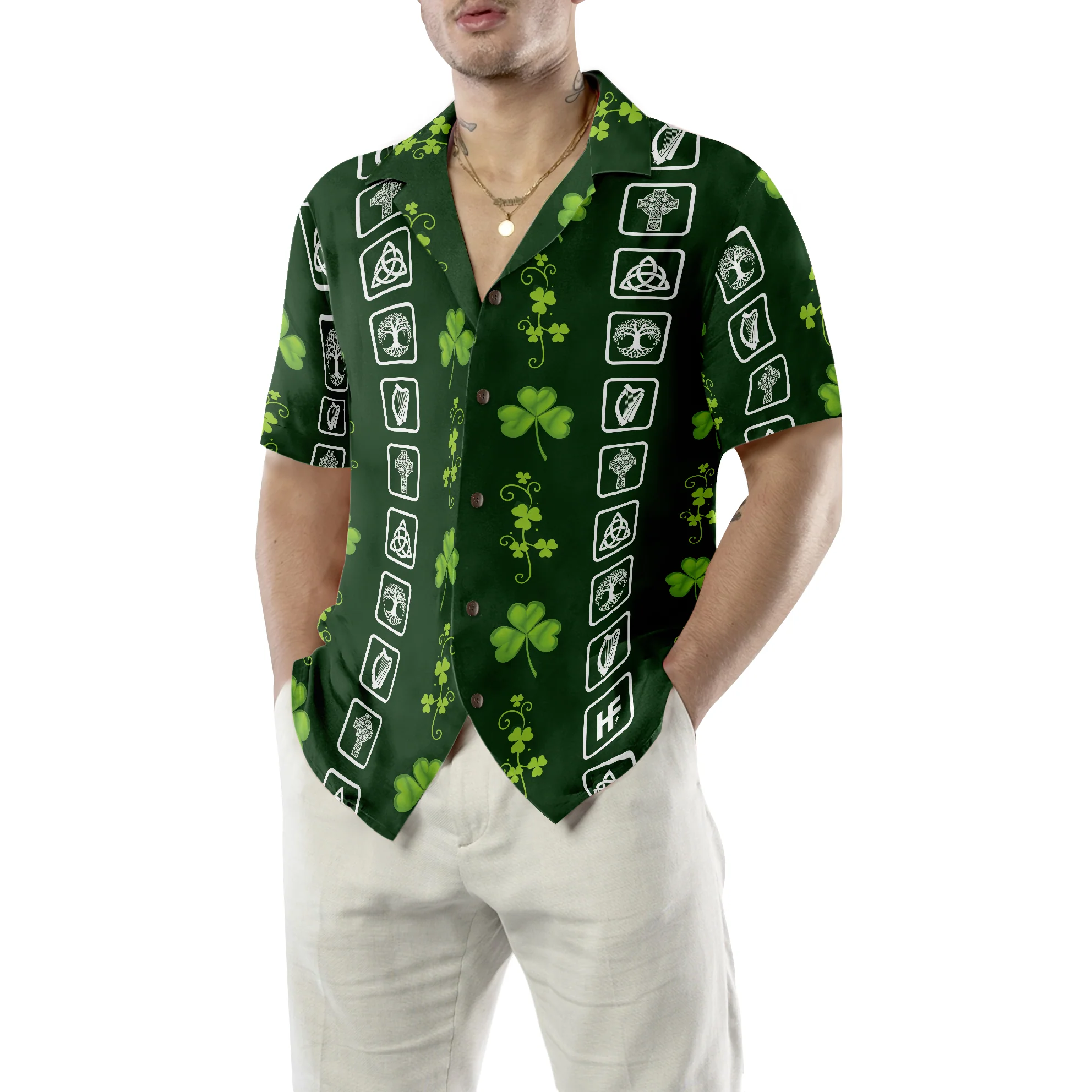 Shamrock Irish Symbols Hawaiian Shirt Aloha Shirt For Men and Women ...