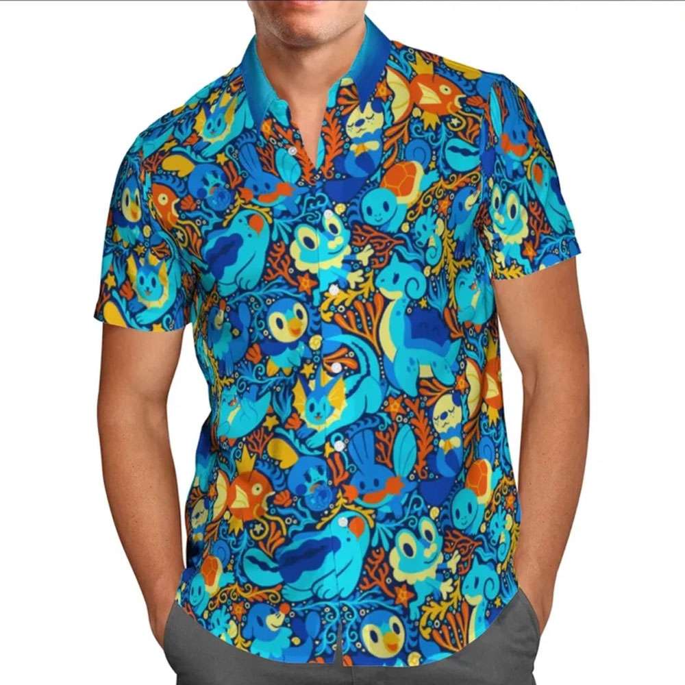 Squirtle Magikarp Vaporeon Hawaiian Shirt Pokemon Anime Shirt For Men ...