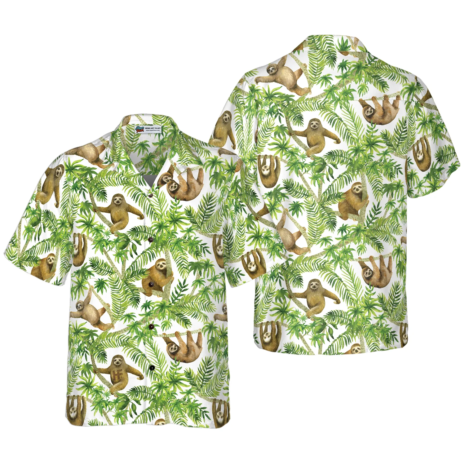 Tropical Sloth Seamless Pattern Hawaiian Shirt Aloha Shirt For Men and ...