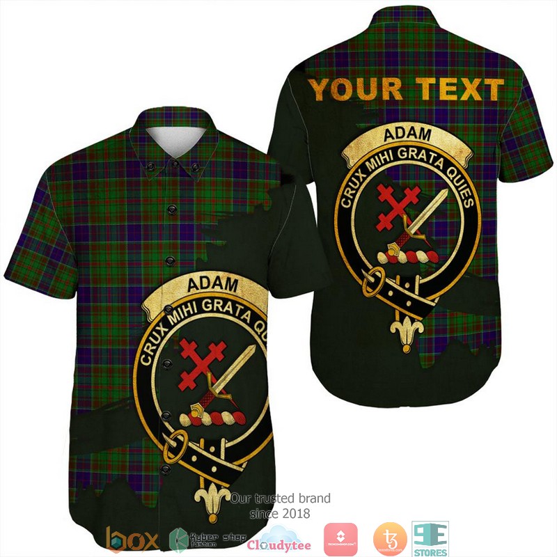 Adam Tartan Crest Personalized Short Sleeve Hawaiian Shirt