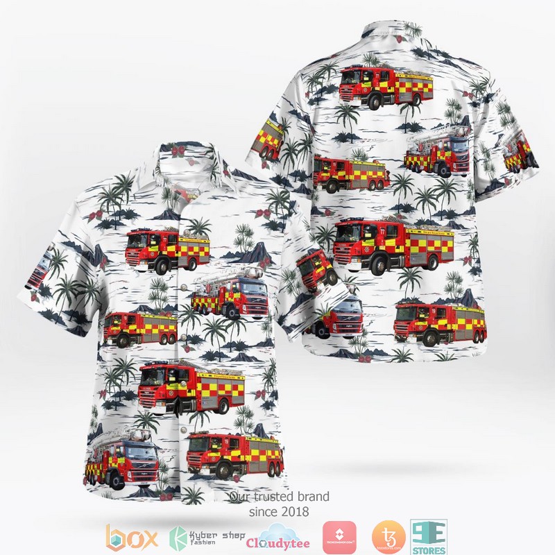 Bedfordshire England Bedfordshire Fire And Rescue Service Hawaiian Shirt