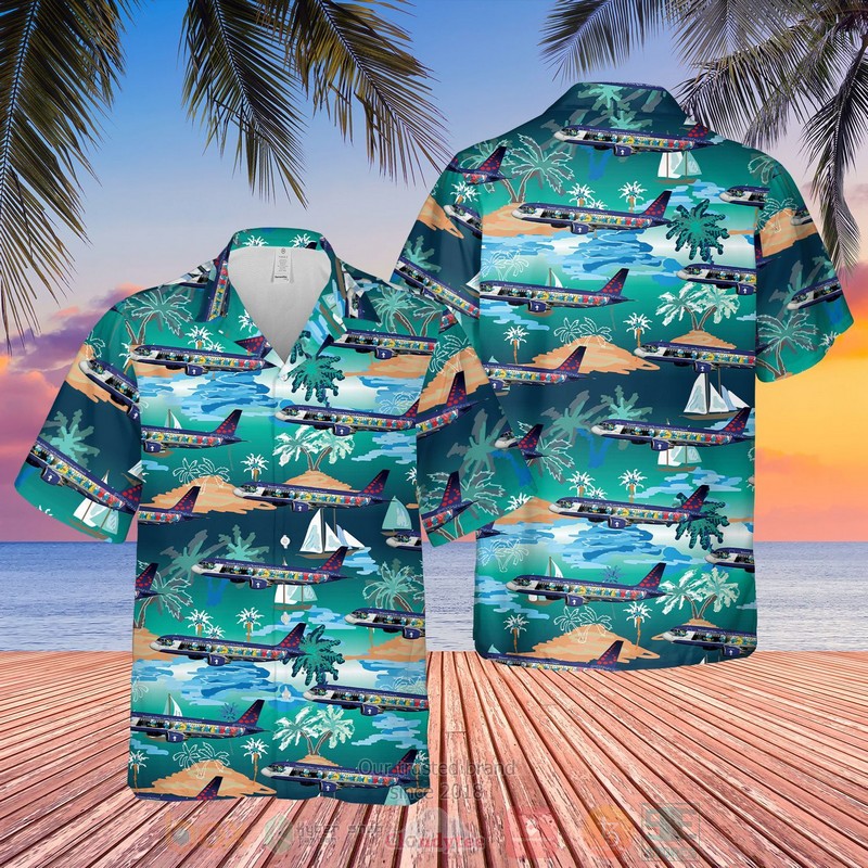 Brussels Airlines Airbus A32The Smurfs Hawaiian Shirt - HomeFavo