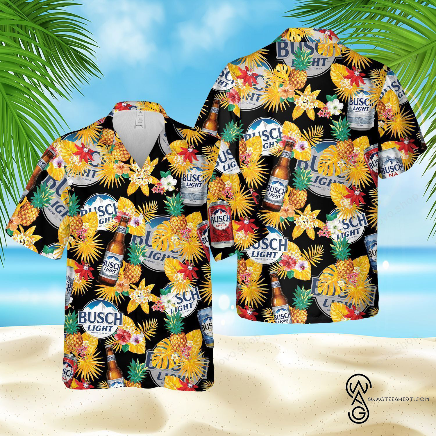 Busch Light Beer Pineapple Busch Latte Drinking Beer Lover Beach Summer Full Printing Hawaiian Shirt