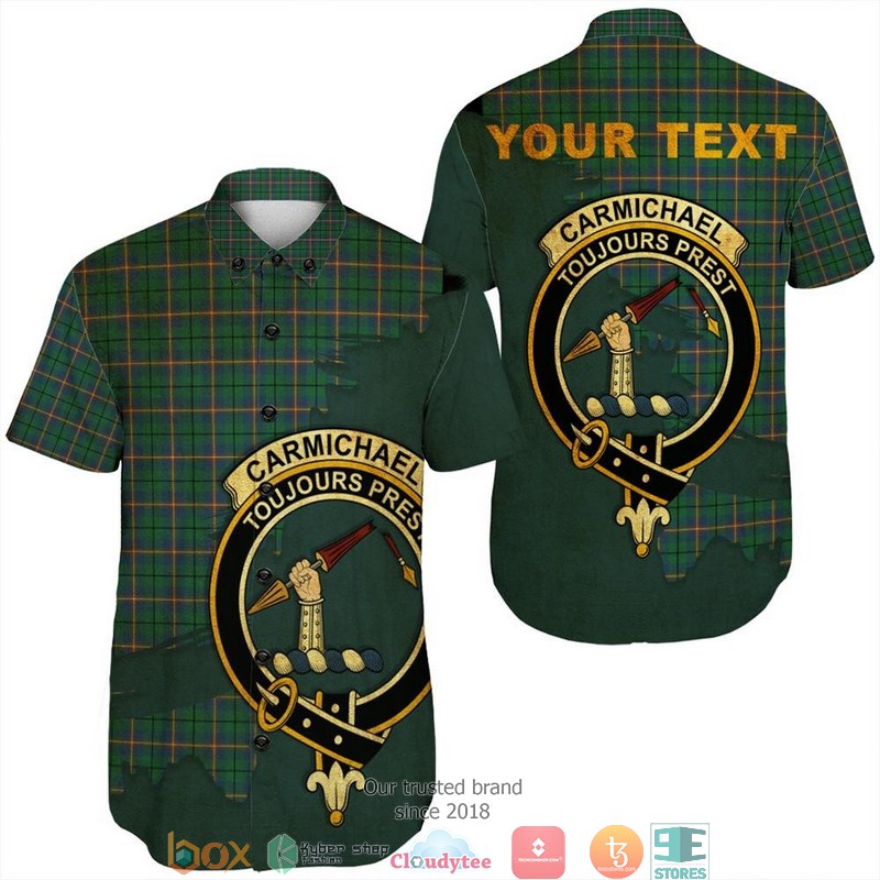 Carmichael Ancient Tartan Crest Personalized Short Sleeve Hawaiian Shirt