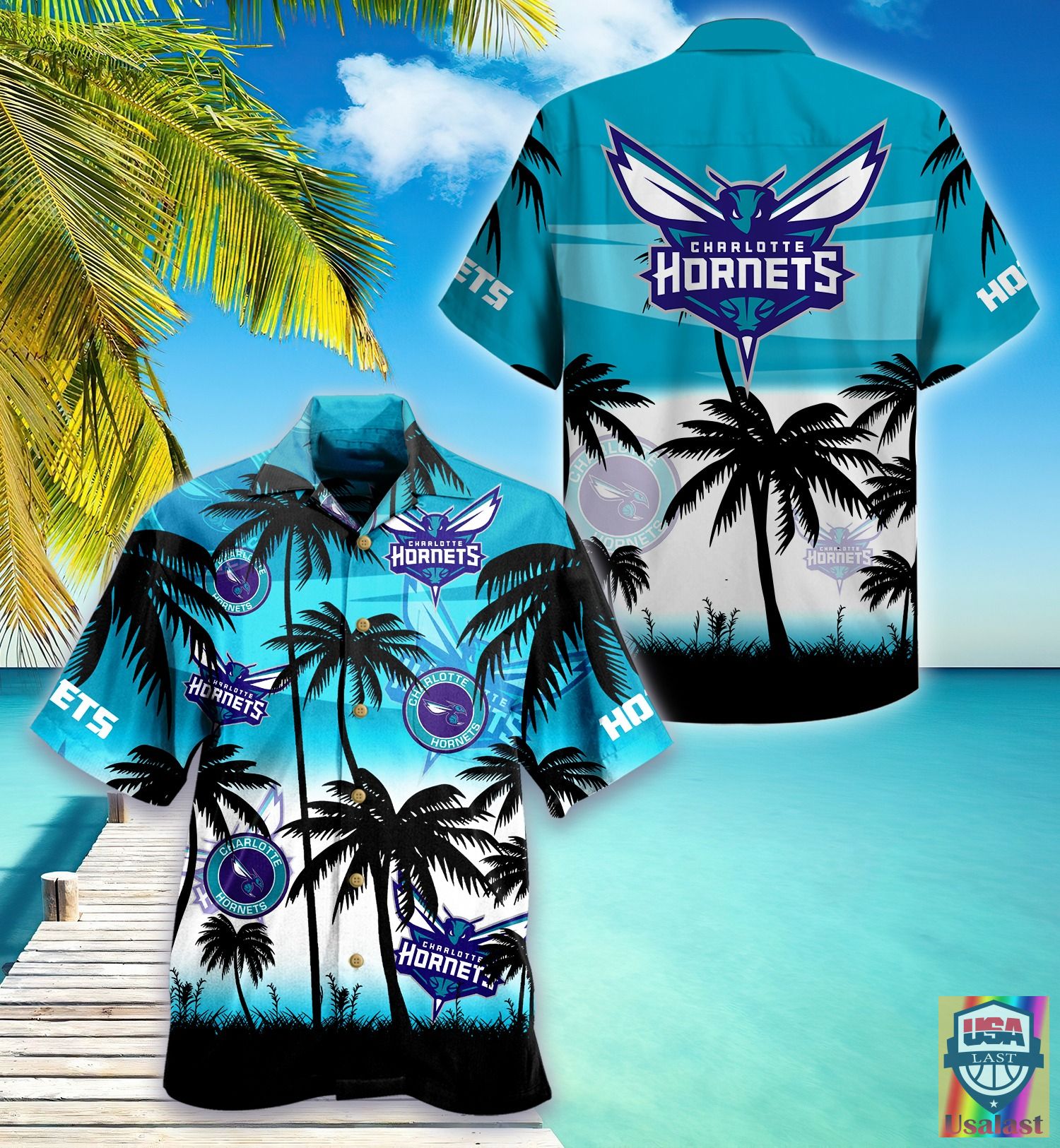 Charlotte Hornets Palm Tree Nba Hawaiian Shirt - HomeFavo