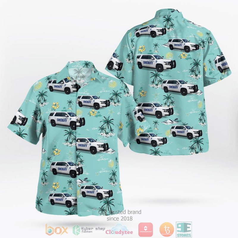 Covington Louisiana St Tammany Sheriffs Office Cyan Hawaiian Shirt