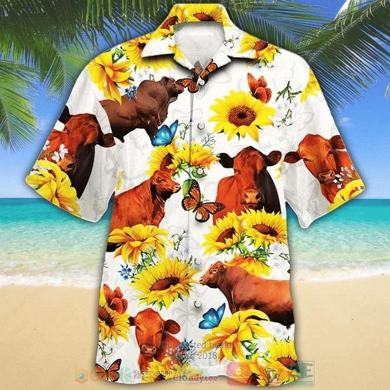 Cow Sunflower Butterfly Hawaiian Shirt