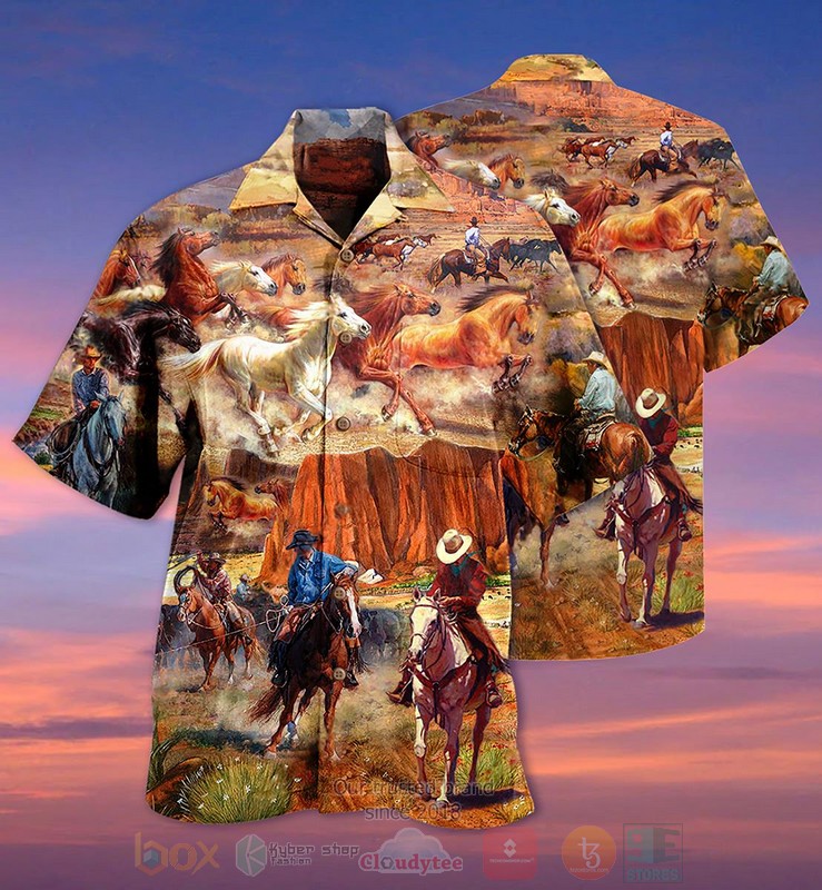 Cowboy Desert Life Horse Red Hawaiian Shirt - HomeFavo