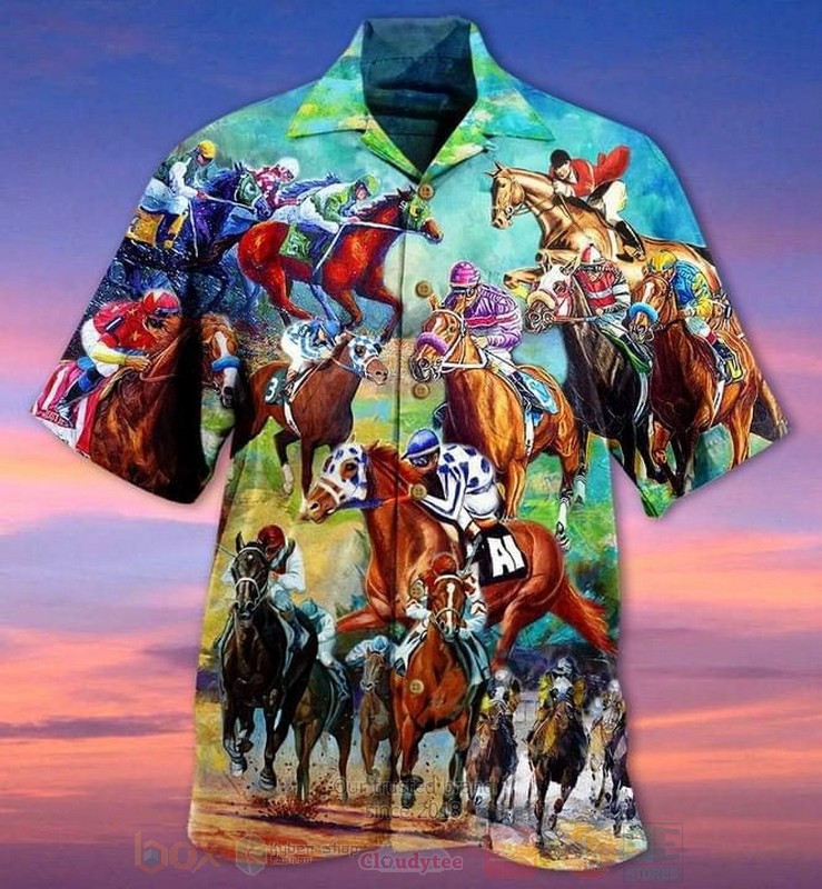 Cowboy Racing Horse Short Sleeve Hawaiian Shirt - HomeFavo