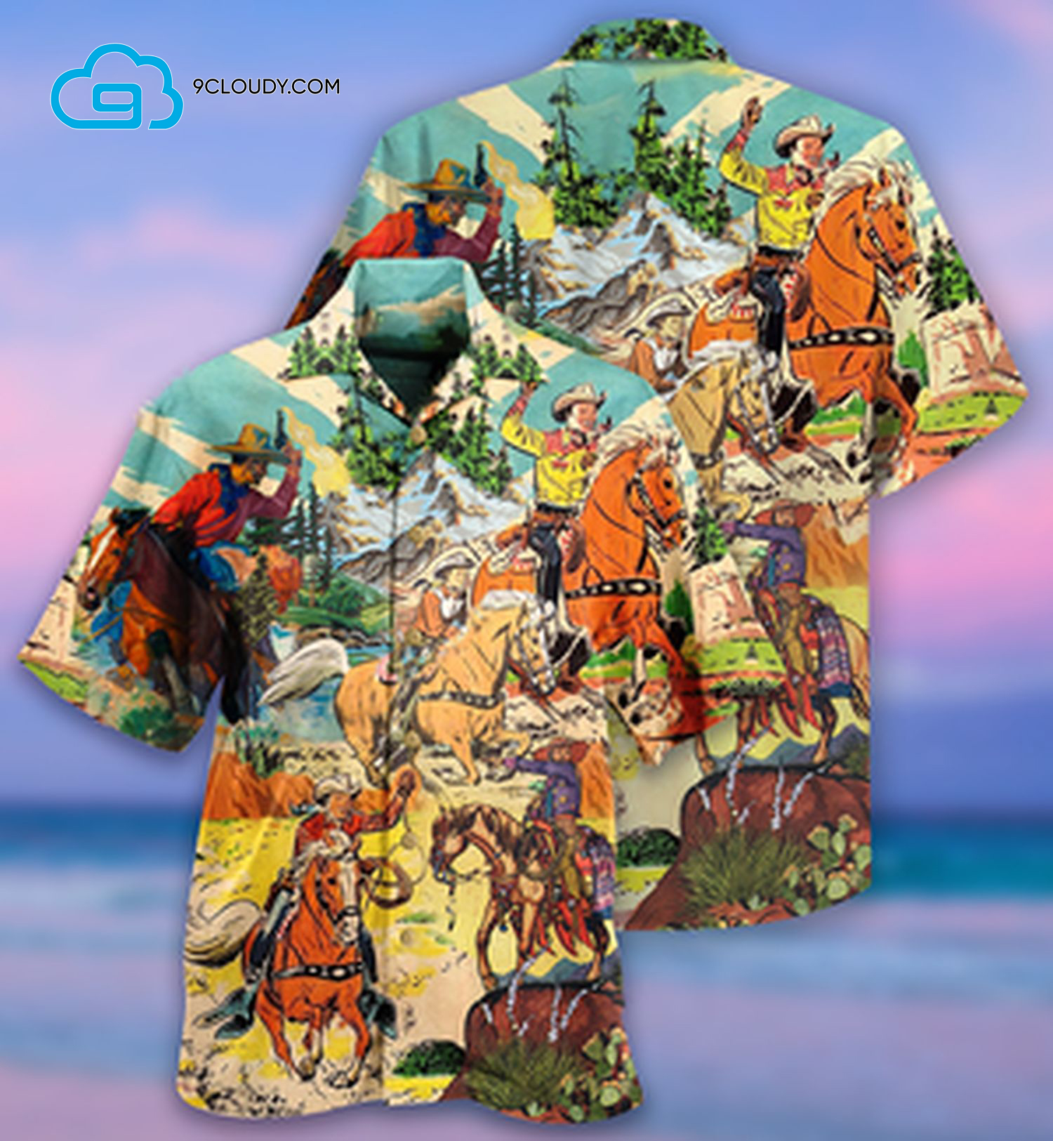 Cowboy Real Men Ride Horses All Over Print Hawaiian Shirt - HomeFavo