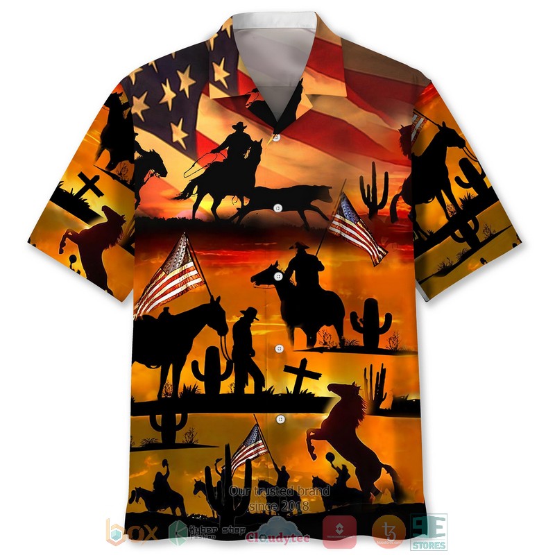 Cowboy Usa Flag Hawaiian Shirt