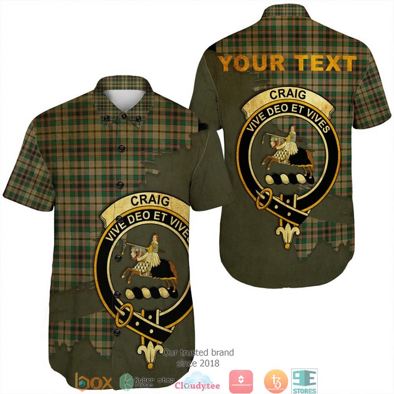 Craig Ancient Tartan Crest Personalized Short Sleeve Hawaiian Shirt