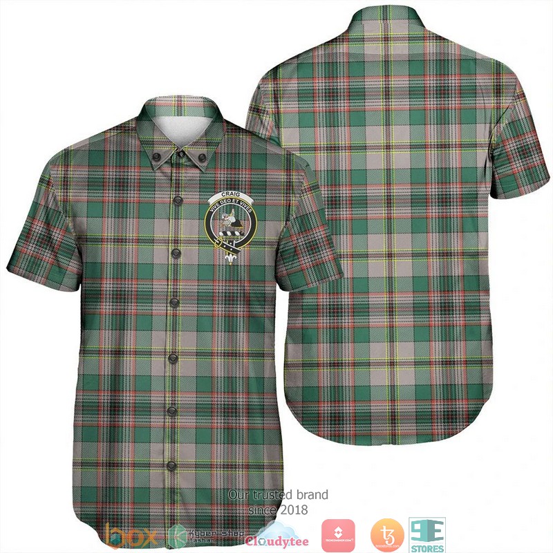 Craig Ancient Tartan Crest Short Sleeve Hawaiian Shirt