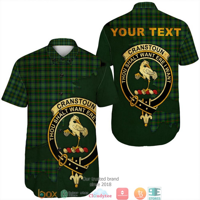 Cranstoun Tartan Crest Personalized Short Sleeve Hawaiian Shirt