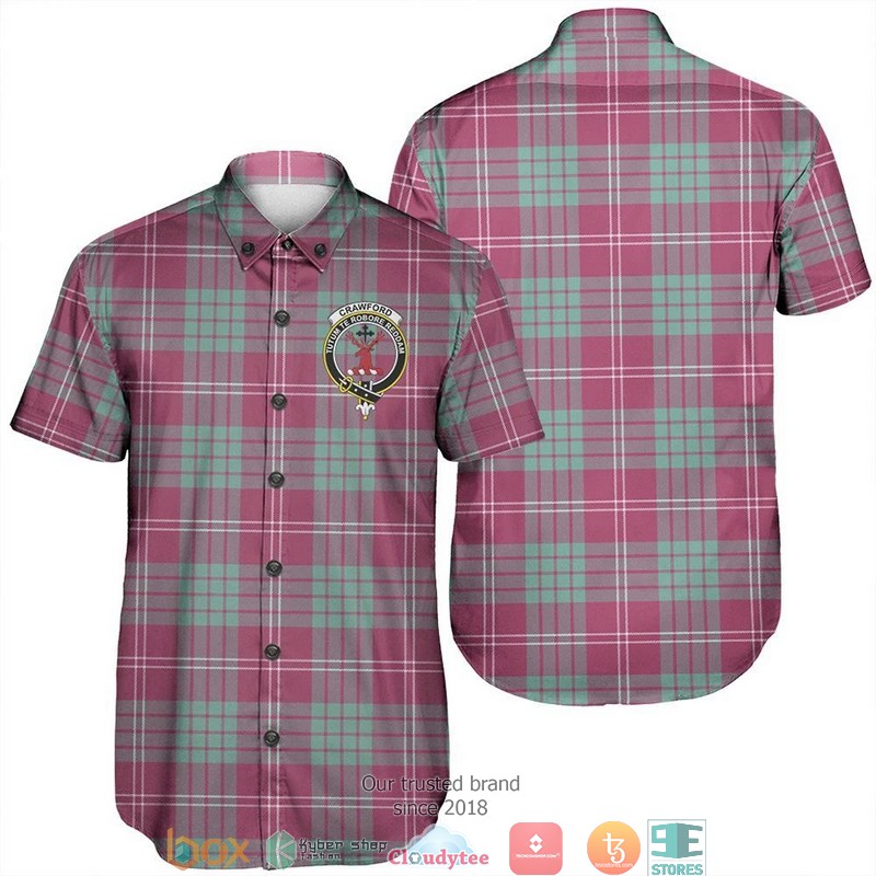 Crawford Ancient Tartan Crest Short Sleeve Hawaiian Shirt