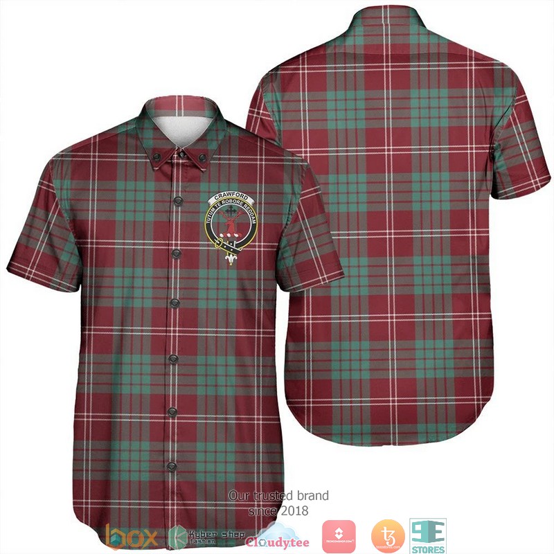 Crawford Modern Tartan Crest Short Sleeve Hawaiian Shirt