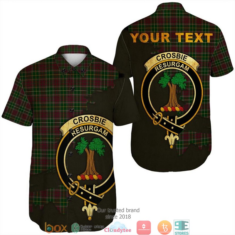 Crosbie Tartan Crest Personalized Short Sleeve Hawaiian Shirt