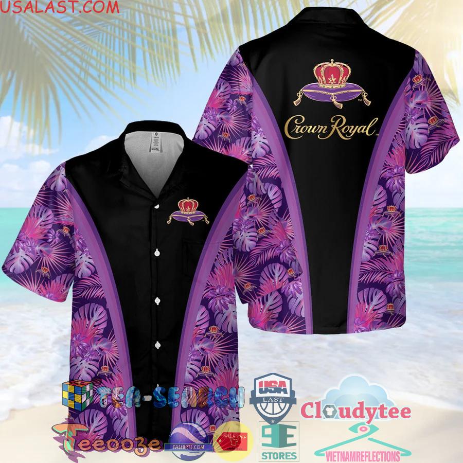 Crown Royal Canadian Whisky Tropical Aloha Summer Beach Hawaiian Shirt