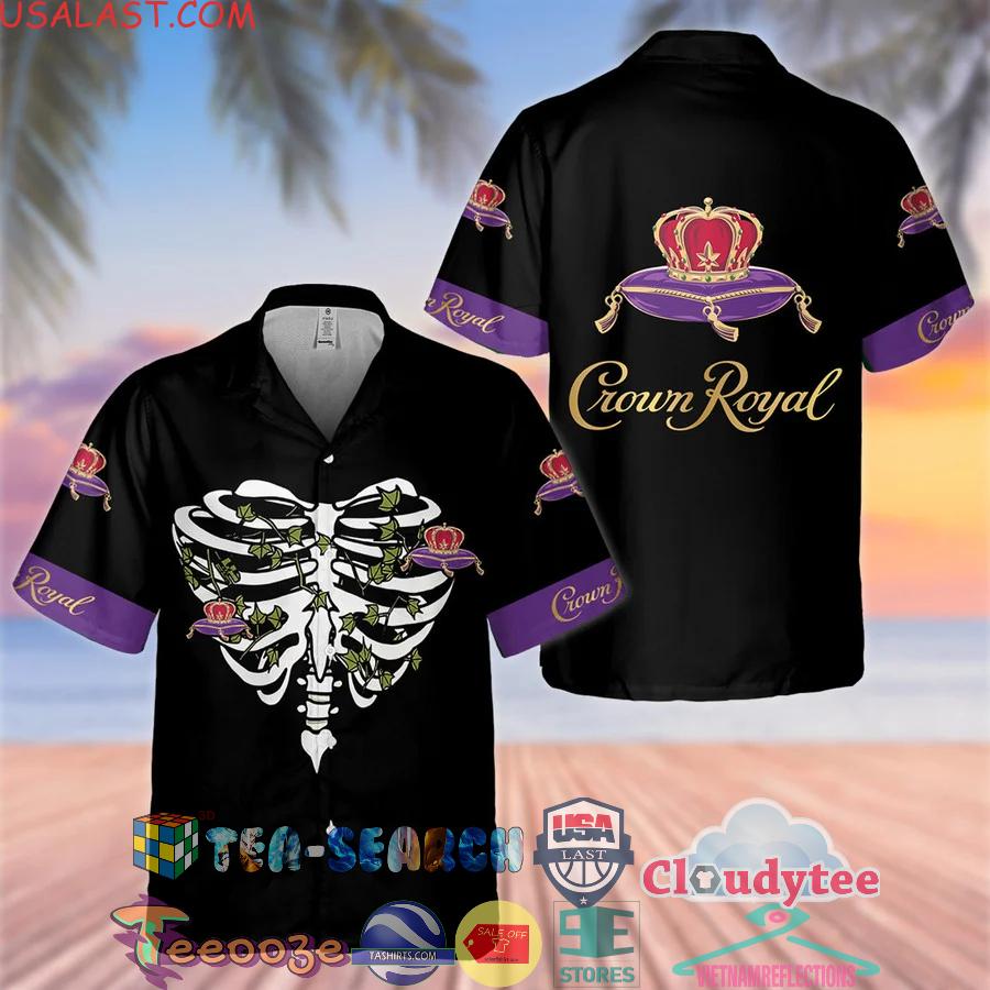 Crown Royal Chest Bone Aloha Summer Beach Hawaiian Shirt