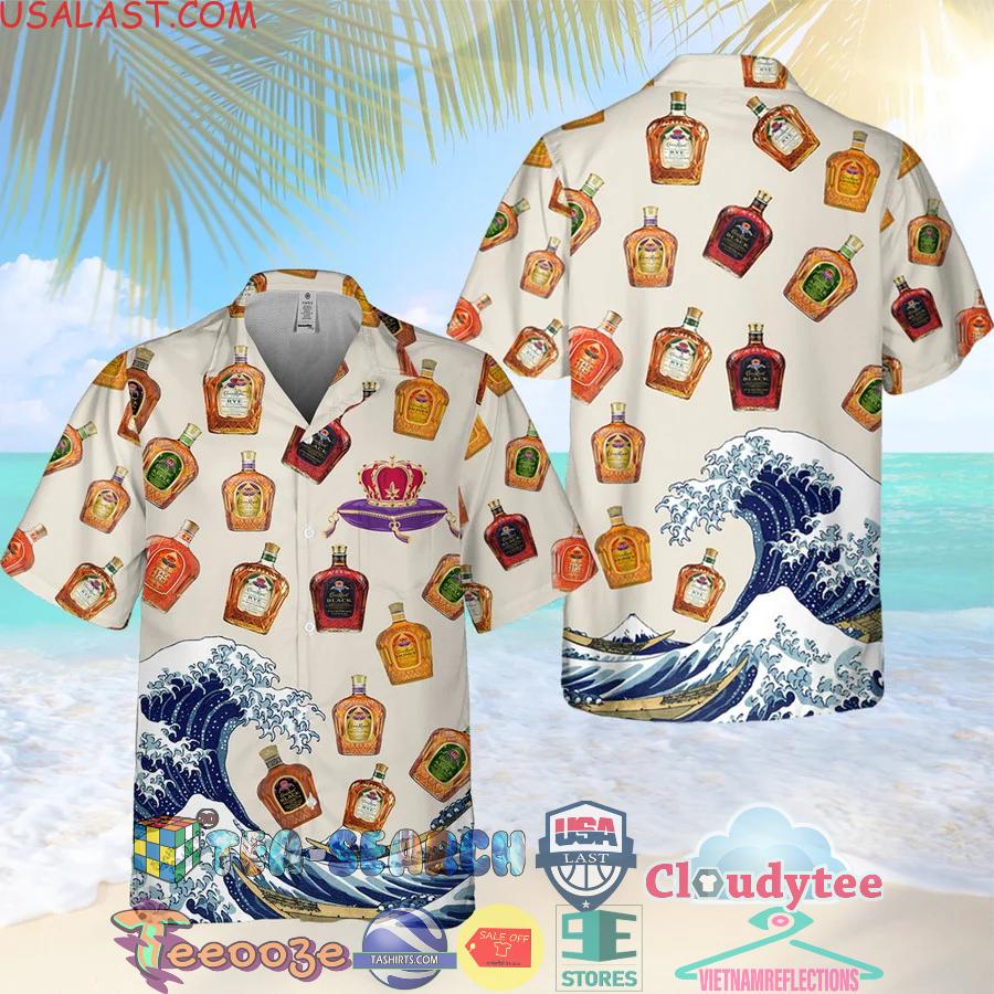 Crown Royal Collections Wave Aloha Summer Beach Hawaiian Shirt