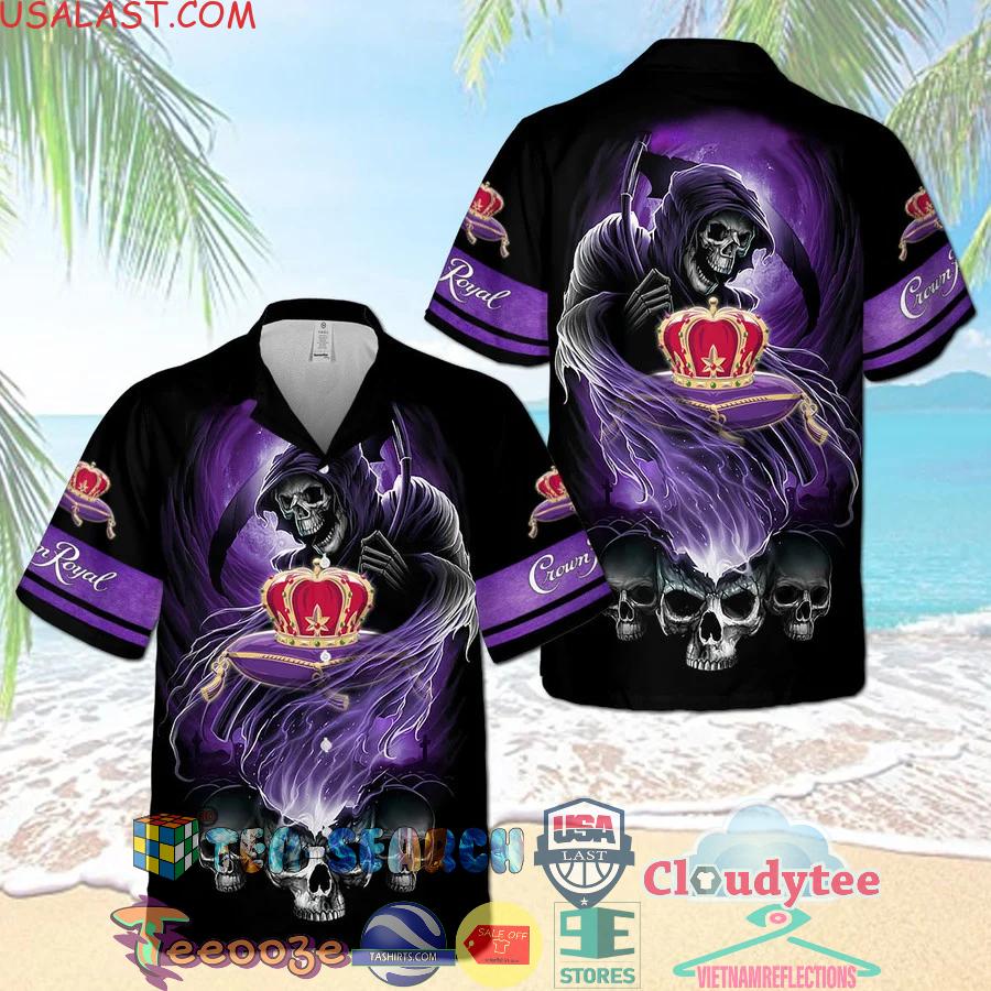 Crown Royal Death Skull Aloha Summer Beach Hawaiian Shirt