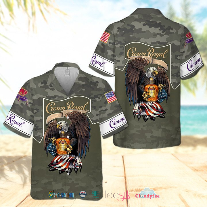 Crown Royal Green Camo Eagle Hawaiian Shirt